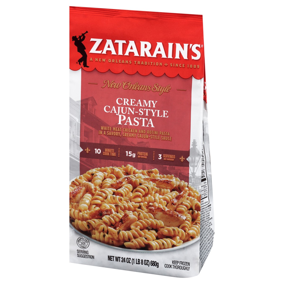 slide 6 of 13, Zatarain's Frozen Meal - Creamy Cajun Pasta, 24 oz