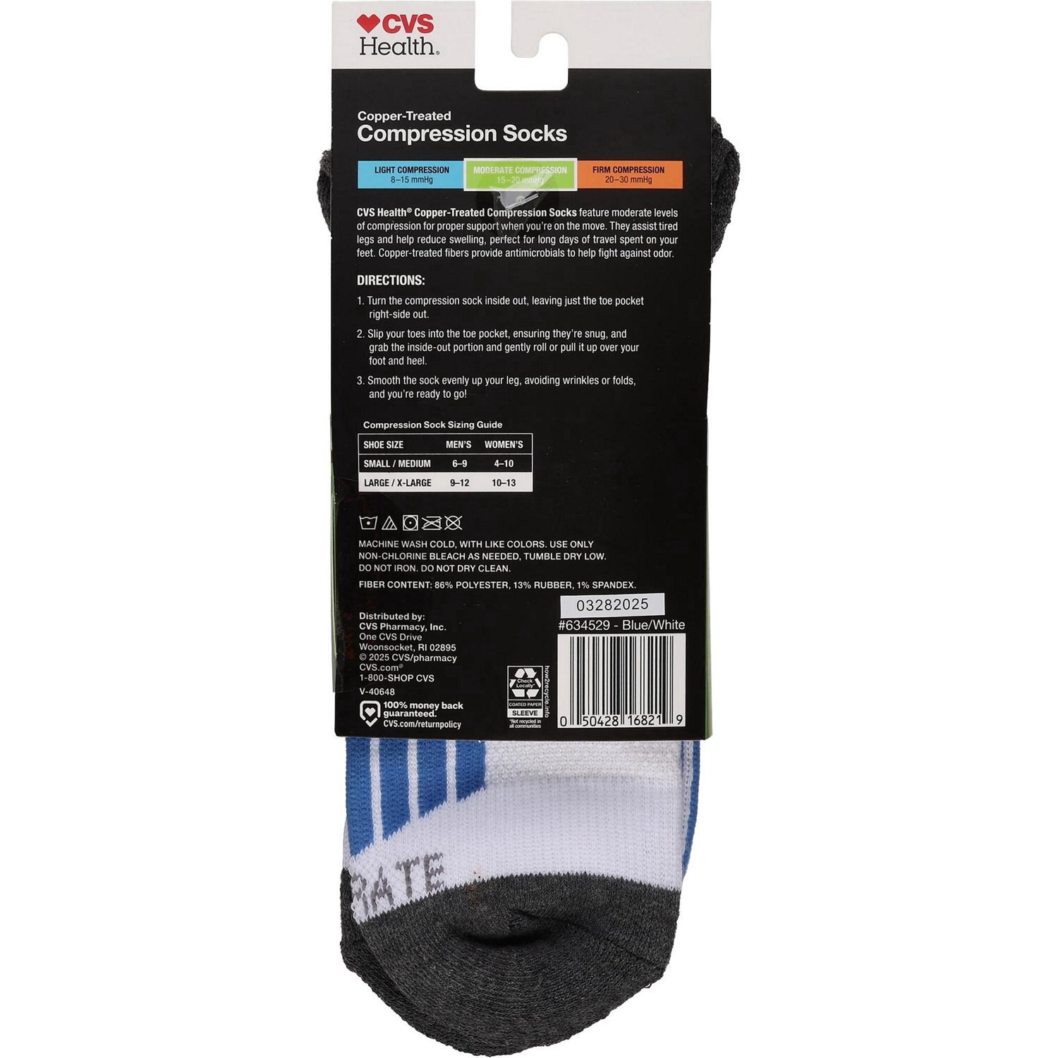 slide 2 of 3, CVS HEALTH Active Moderate Copper Compression Quarter, 2 ct