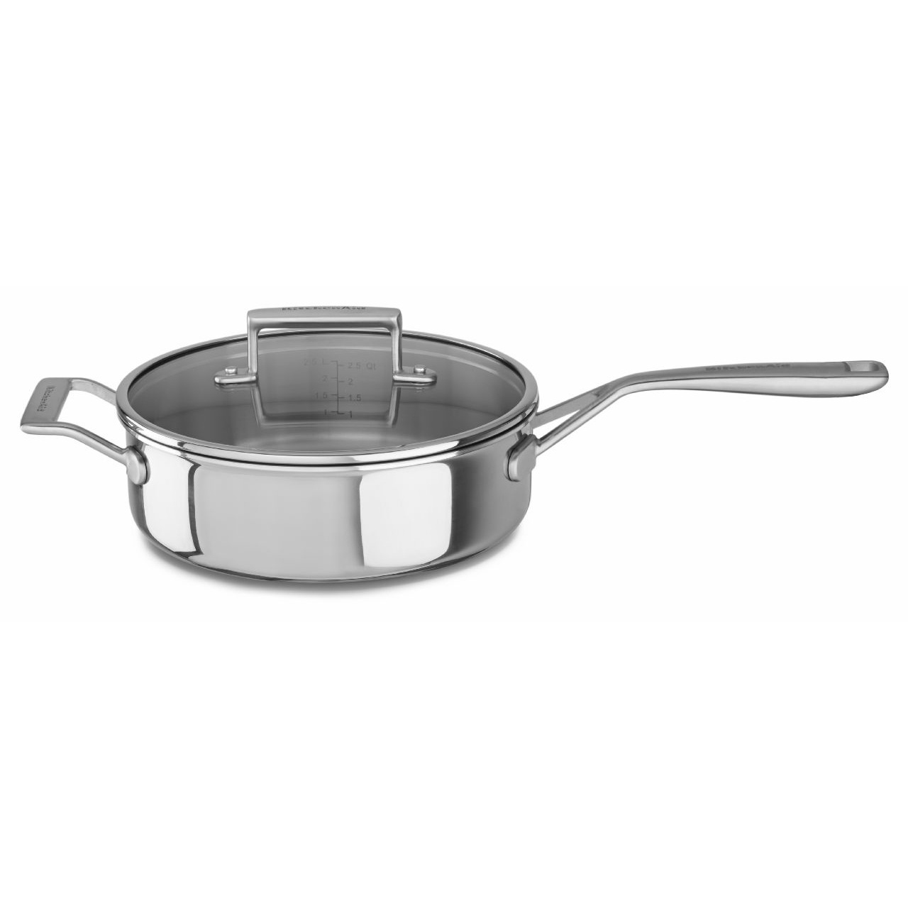 slide 1 of 1, KitchenAid Tri-Ply Stainless Steel Saut Pan with Lid, 3.5 qt