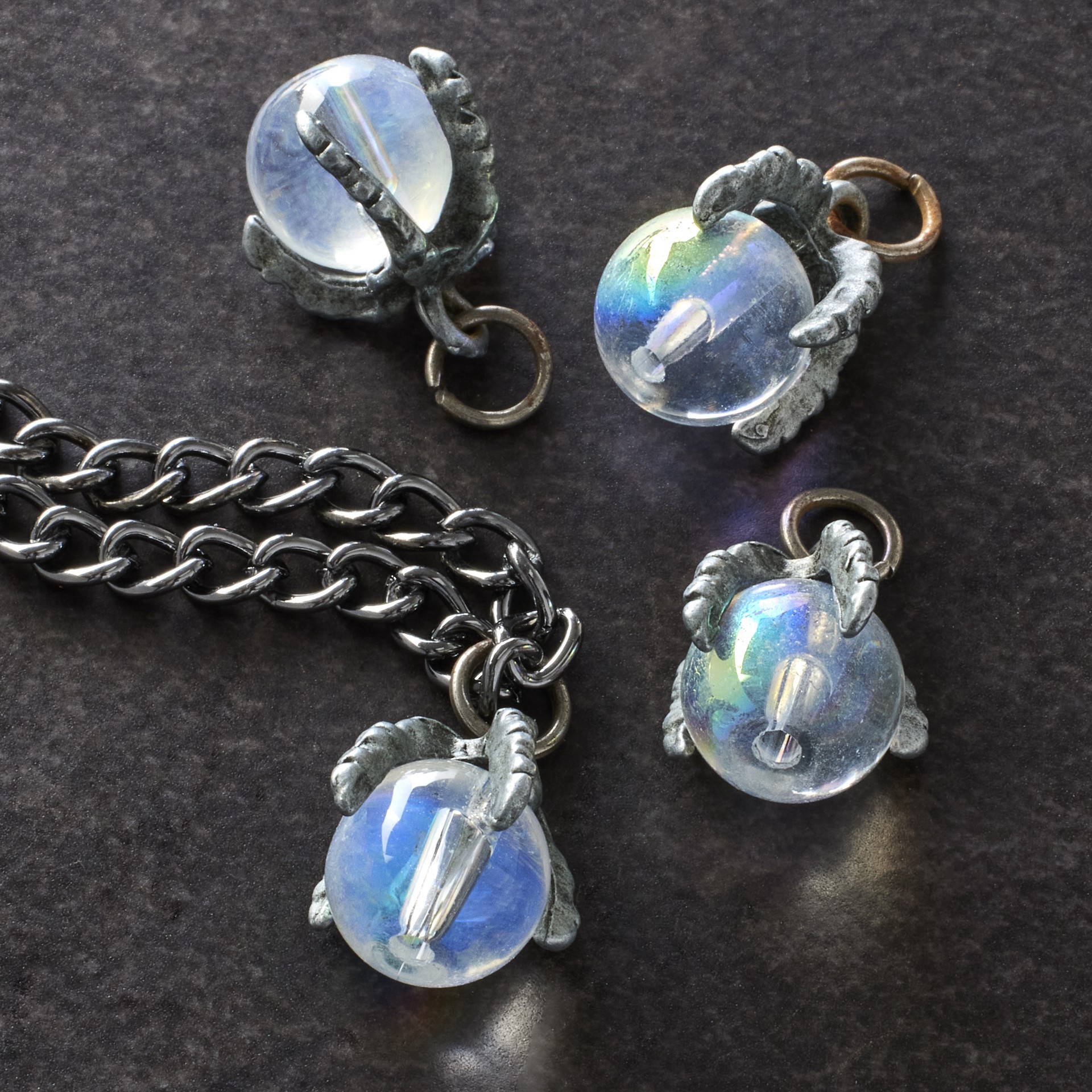 slide 4 of 4, Found Objects Oxidized Silver Charms By Bead Landing, 14 mm