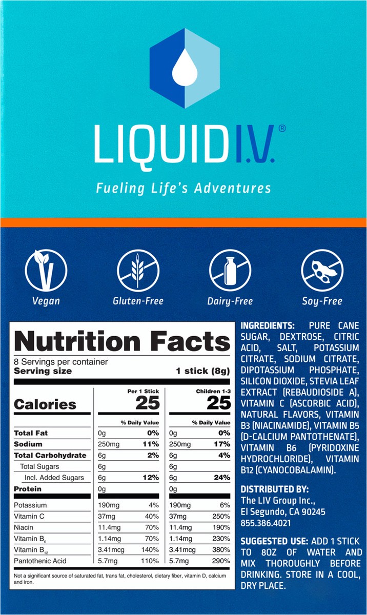 slide 3 of 6, Liquid I.V. Hydration Multiplier Kids' Electrolyte Drink - Tropical Punch - 4.51oz/8ct, 4.51 oz, 8 ct