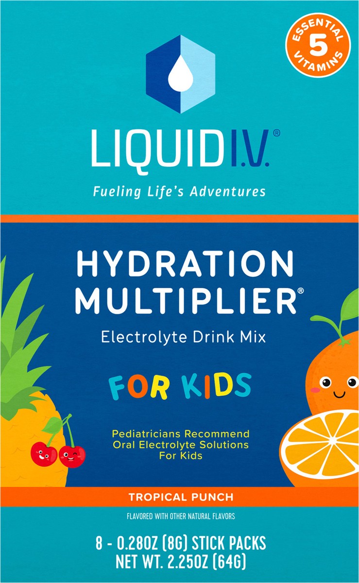slide 4 of 6, Liquid I.V. Hydration Multiplier Kids' Electrolyte Drink - Tropical Punch - 4.51oz/8ct, 4.51 oz, 8 ct