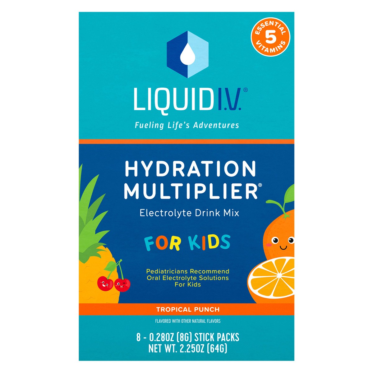 slide 1 of 6, Liquid I.V. Hydration Multiplier Kids' Electrolyte Drink - Tropical Punch - 4.51oz/8ct, 4.51 oz, 8 ct