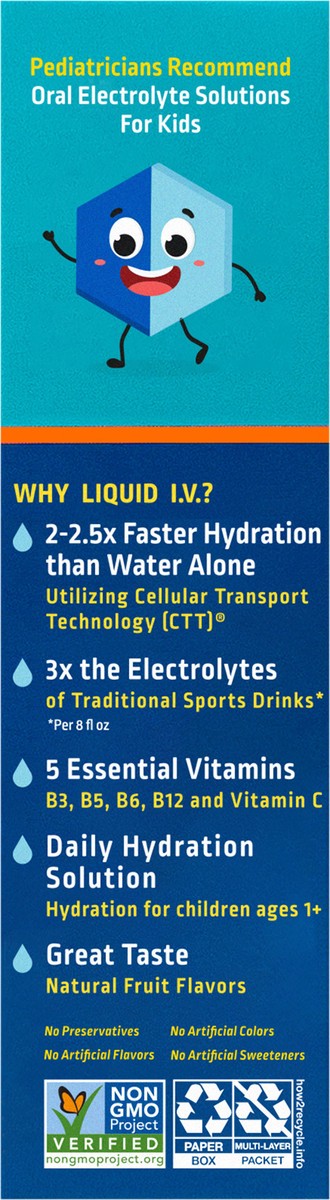 slide 6 of 6, Liquid I.V. Hydration Multiplier Kids' Electrolyte Drink - Tropical Punch - 4.51oz/8ct, 4.51 oz, 8 ct