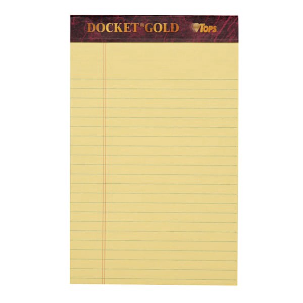 slide 4 of 5, TOPS Docket Gold Premium Writing Pads, Jr. Legal Rule, Canary, 6 pk; 50 ct; 5 in x 8 in