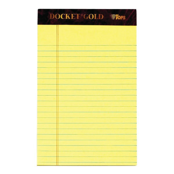 slide 3 of 5, TOPS Docket Gold Premium Writing Pads, Jr. Legal Rule, Canary, 6 pk; 50 ct; 5 in x 8 in