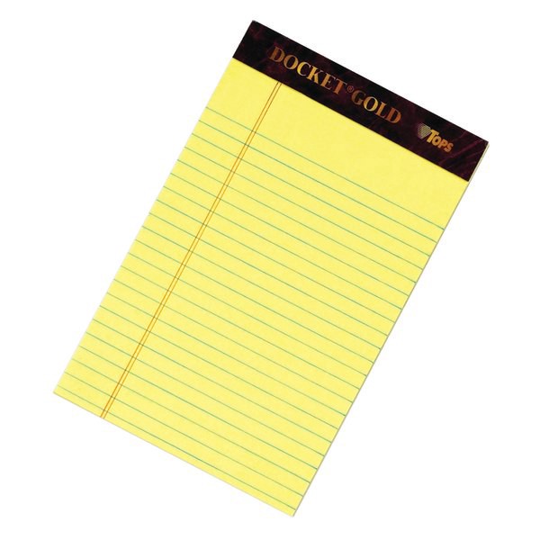 slide 2 of 5, TOPS Docket Gold Premium Writing Pads, Jr. Legal Rule, Canary, 6 pk; 50 ct; 5 in x 8 in