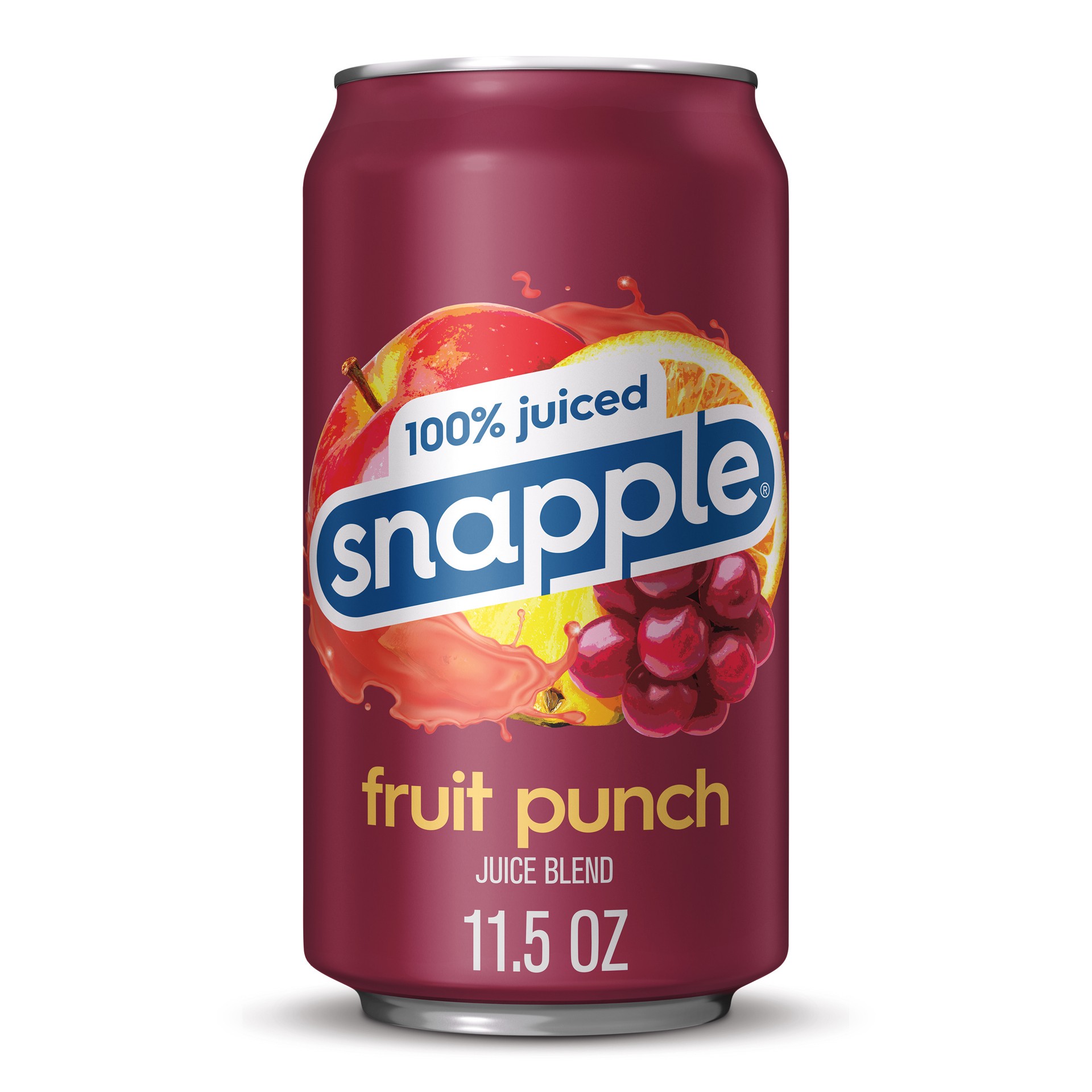 slide 1 of 3, Snapple 100% Juiced Fruit Punch, 11.5 fl oz can, 11.50 fl oz