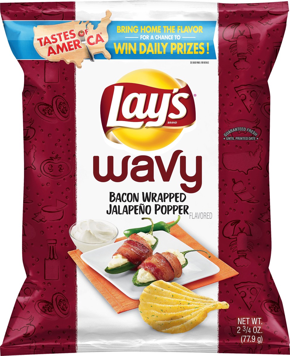 slide 4 of 5, Lay's Wavy Potato Chips Bacon Wrapped Jalapeno Popper 2 3/4 Oz, 2.75 oz