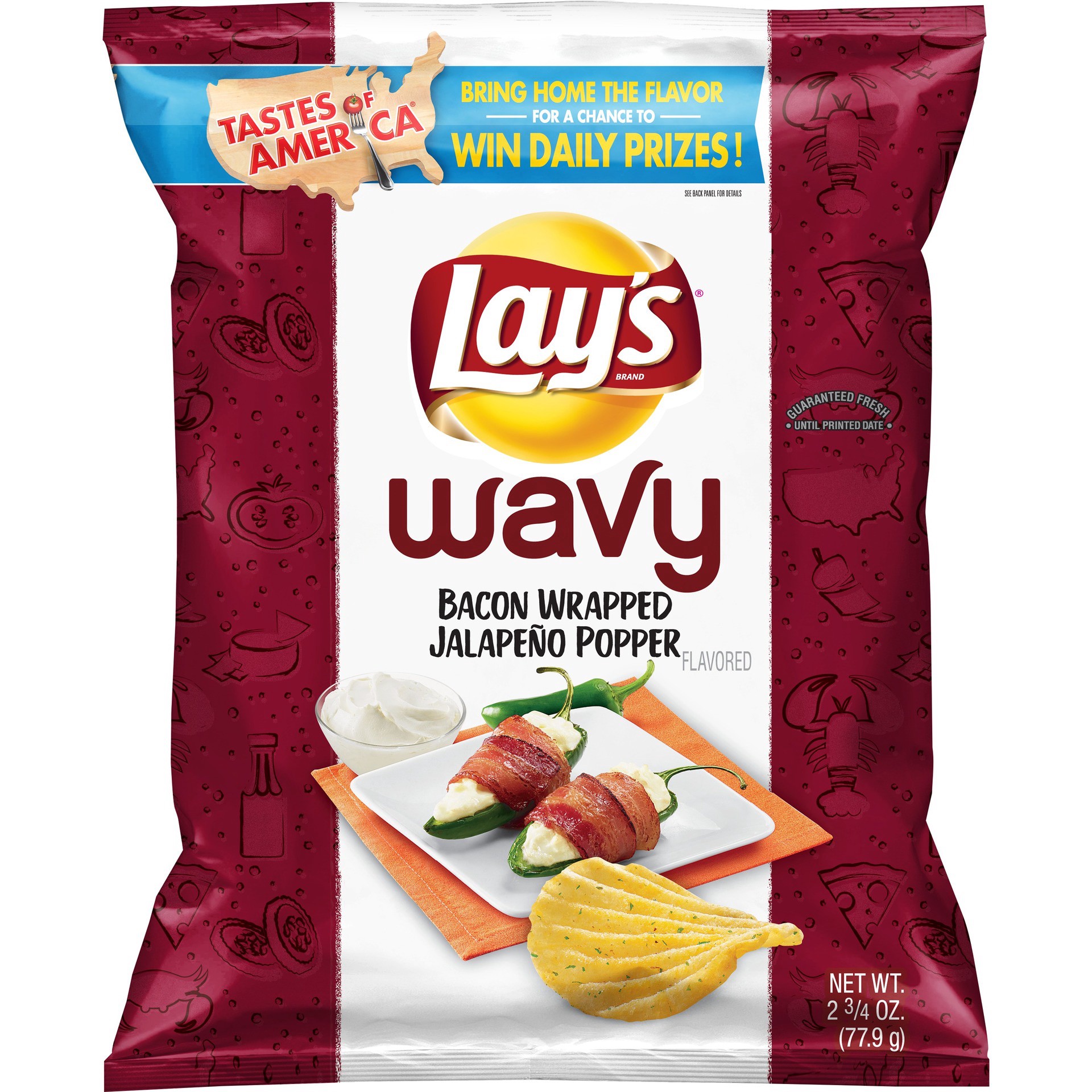 slide 1 of 5, Lay's Wavy Potato Chips Bacon Wrapped Jalapeno Popper 2 3/4 Oz, 2.75 oz