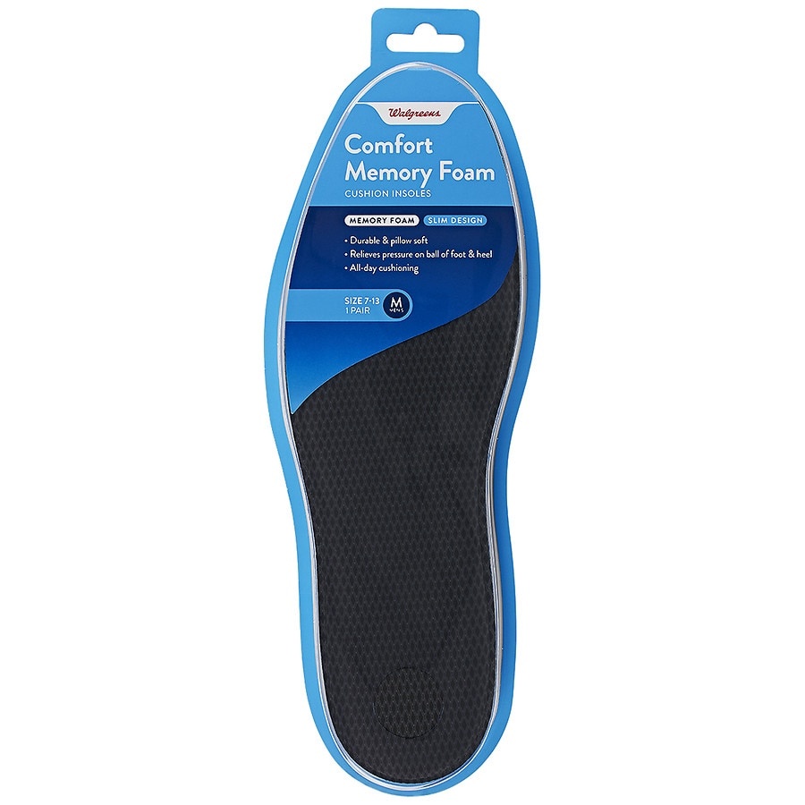 slide 1 of 1, Walgreens Comfort Memory Foam Insoles 7-13, 2 ct
