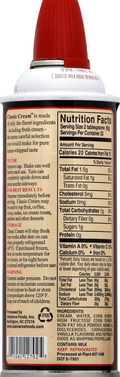 slide 2 of 3, Classic Cream Whipped Cream 7 oz, 7 oz