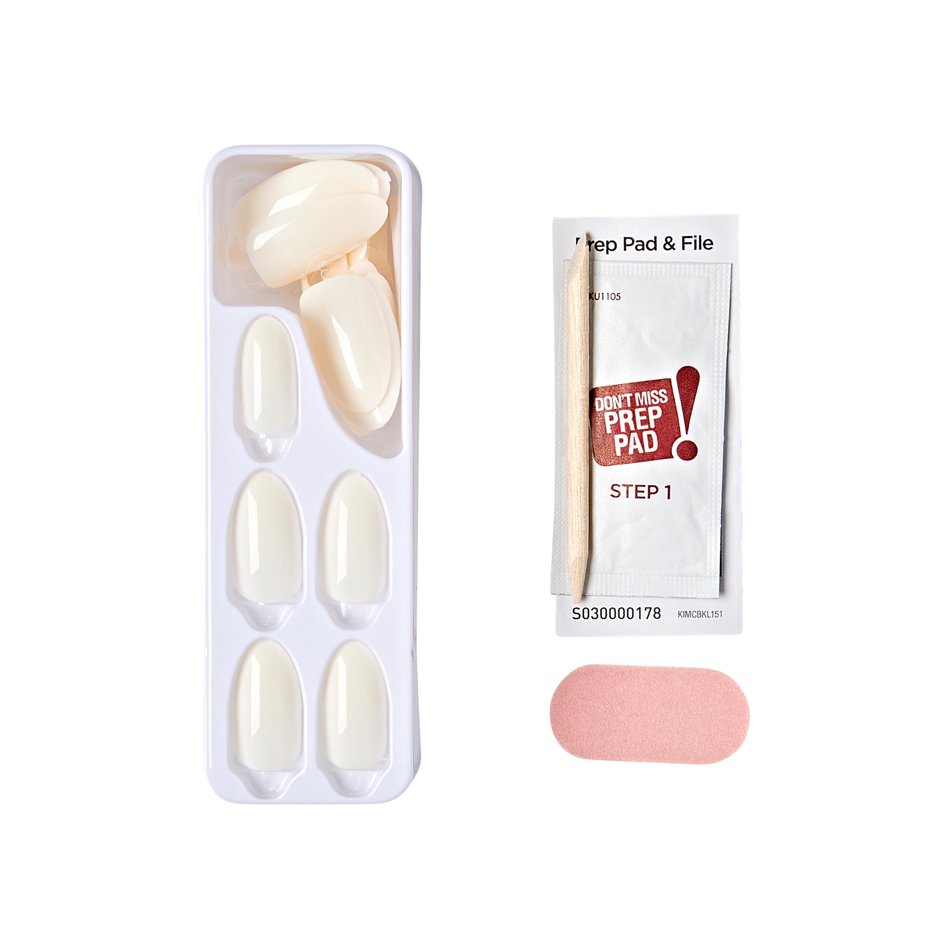 slide 2 of 5, imPRESS KISS imPRESS Color Long-Lasting Medium Almond Press-On Nails, White Glossy, 30 Pieces, 1 ct