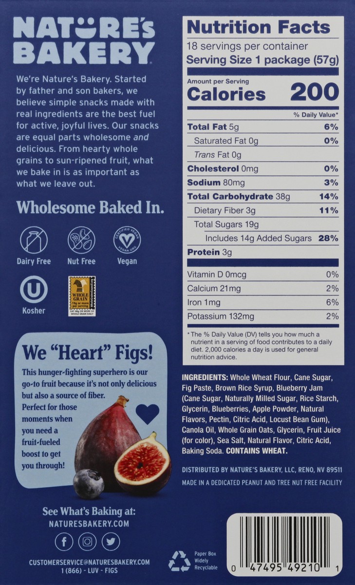 slide 8 of 9, Nature's Bakery Twin Packs Blueberry Fig Bar 18 ea, 36 oz