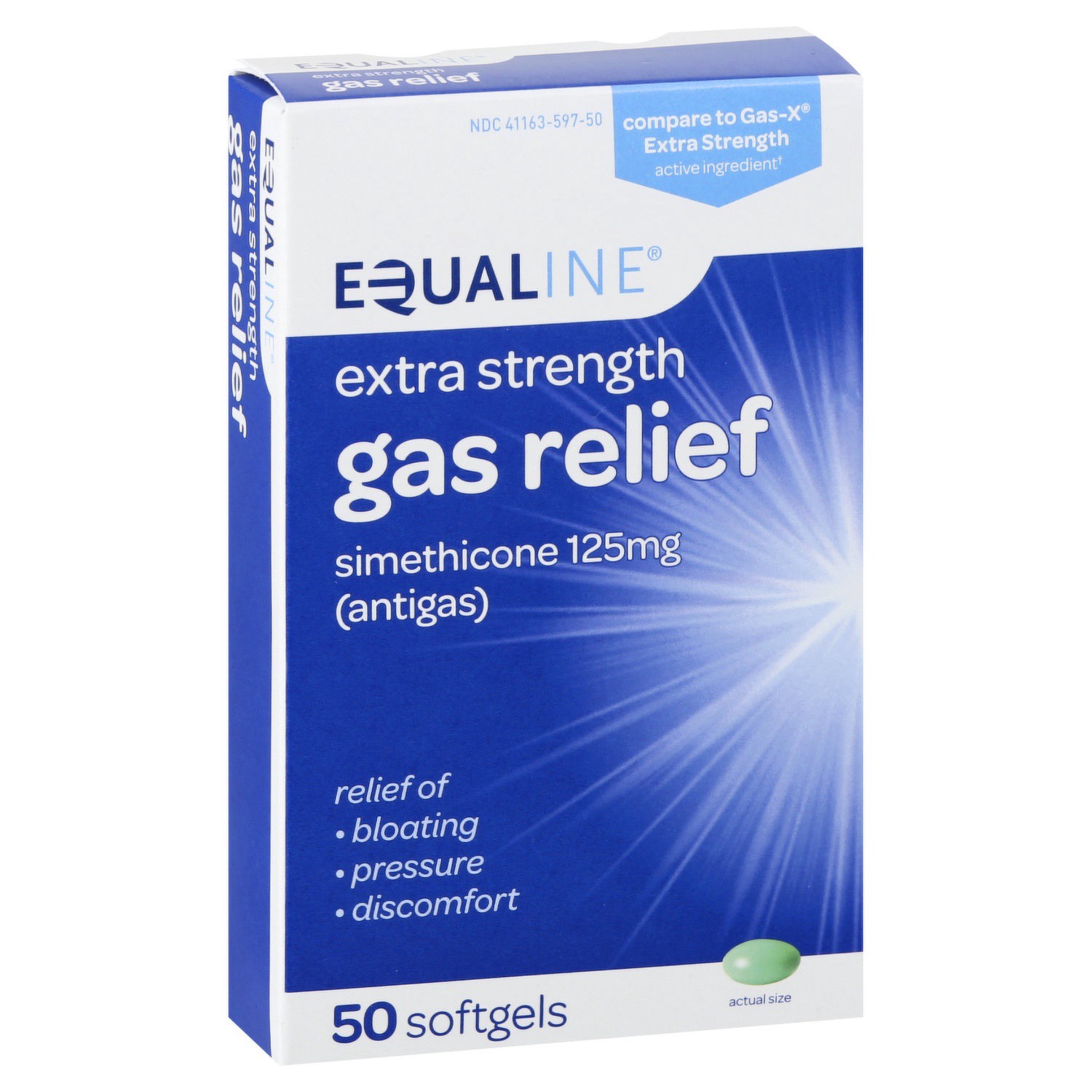 slide 1 of 1, Equaline Gas Relief Xtra Soft Gel, 50 ct