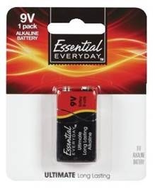 slide 1 of 1, Essential Everyday Battery, Alkaline, 9V, 1 Pack, 1 ct