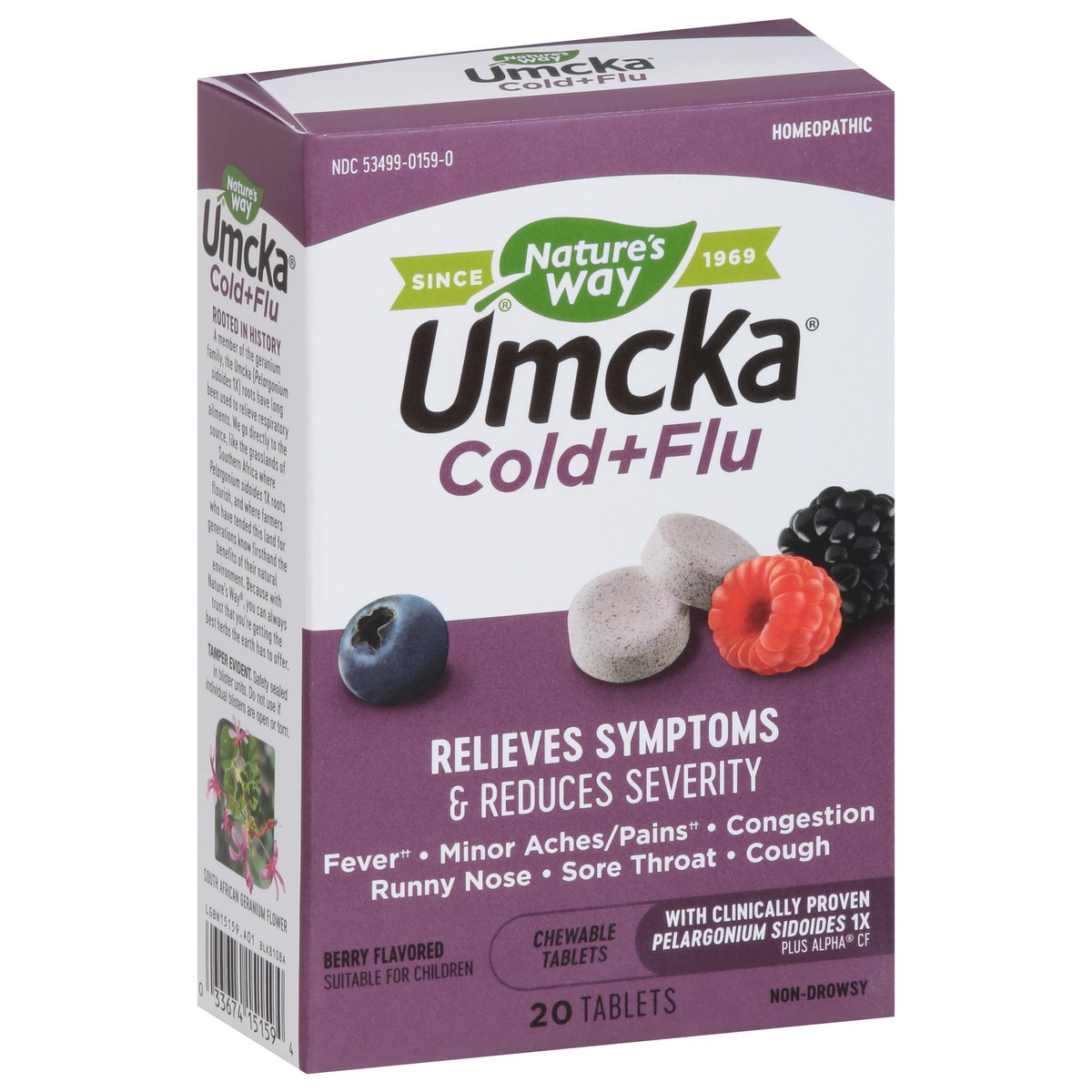 slide 9 of 9, Nature's Way Umcka Homeopathic Berry Flavored Cold + Flu Relief 20 ea, 20 ct