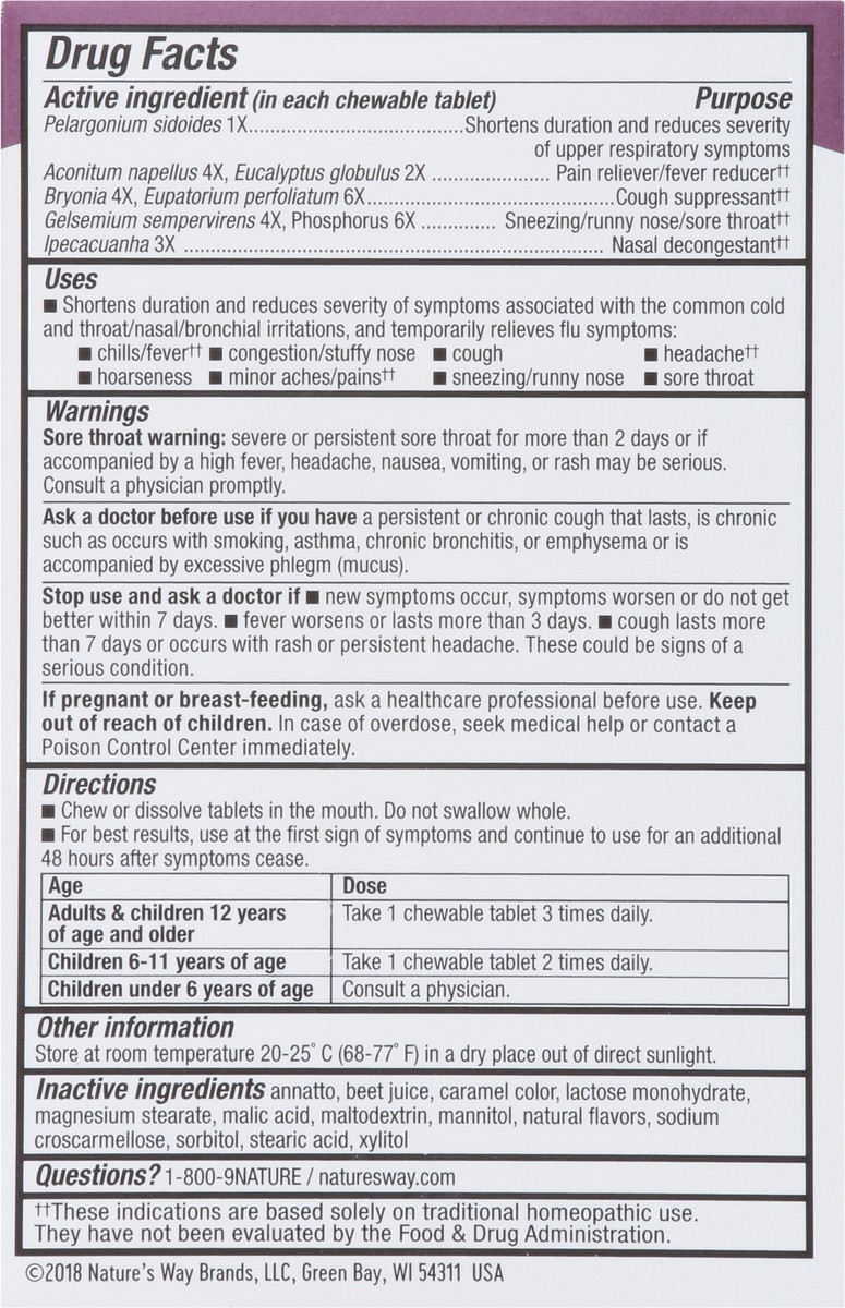 slide 6 of 9, Nature's Way Umcka Homeopathic Berry Flavored Cold + Flu Relief 20 ea, 20 ct
