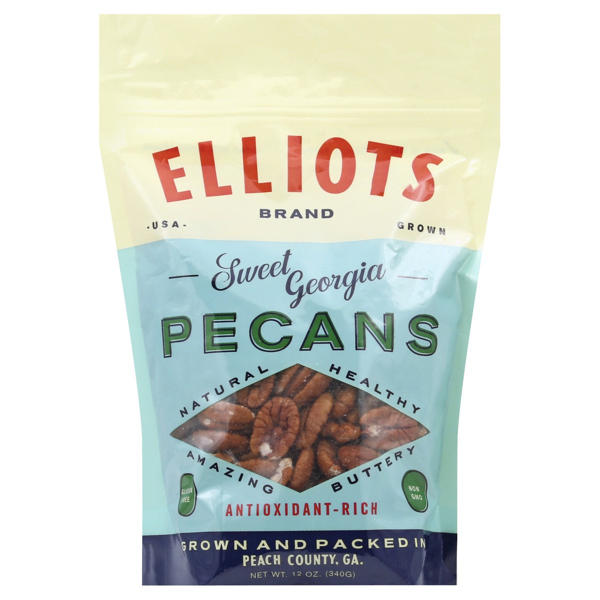 slide 1 of 2, Elliots Pecans 12 oz, 12 oz