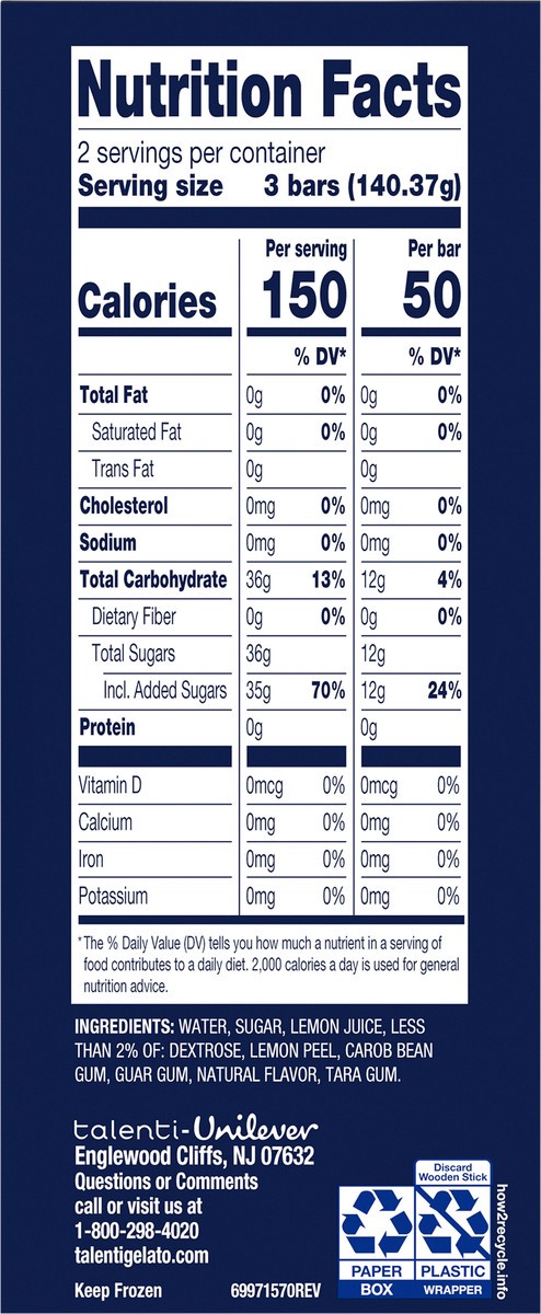 slide 12 of 14, Talenti Mini Sorbetto Fruit Bars Zesty Lemon, 6 ct
