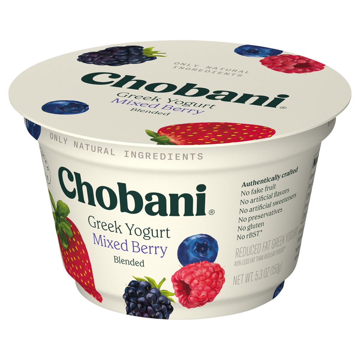 slide 5 of 9, Chobani Low-Fat Greek Yogurt Mixed Berry Blended 5.3oz, 5.3 oz