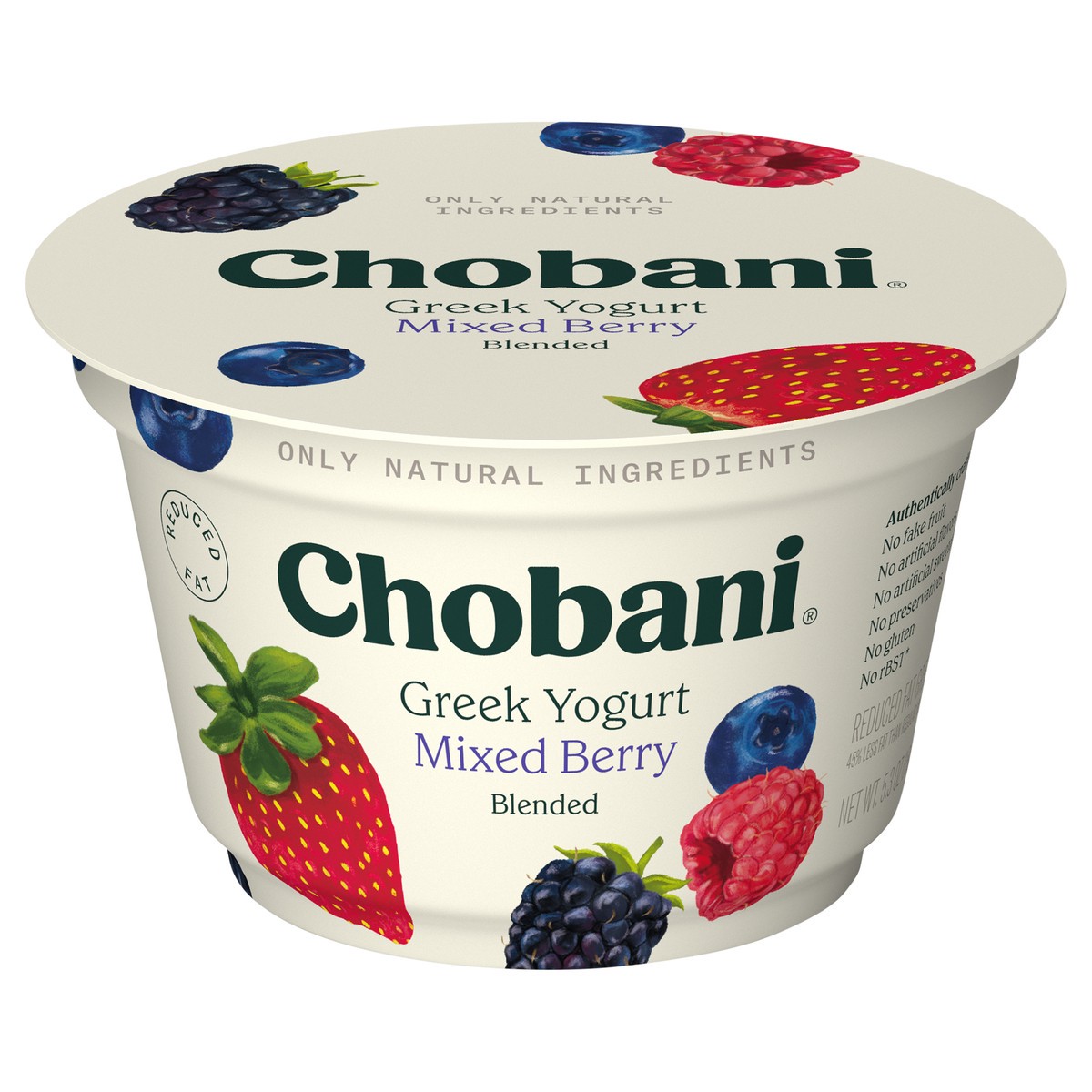 slide 1 of 9, Chobani Low-Fat Greek Yogurt Mixed Berry Blended 5.3oz, 5.3 oz