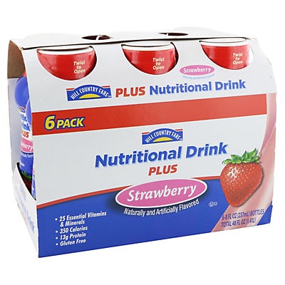 slide 1 of 1, Hill Country Fare Adult Nutrition Plus Strawberry, 6 ct; 8 oz