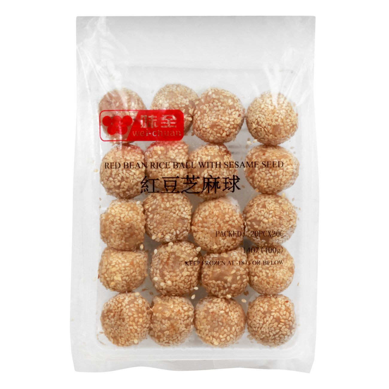 slide 1 of 1, Wei-Chuan Red Bean Sesame Seed Rice Ball 20 ea, 20 ct