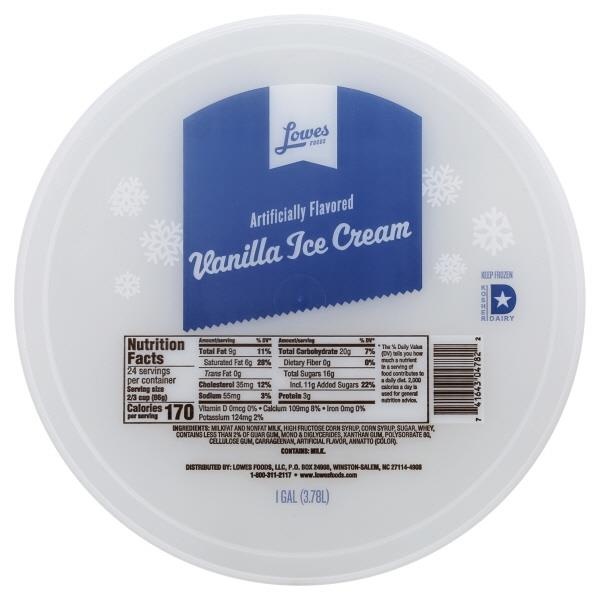 slide 1 of 1, Lowes Foods Vanilla Ice Cream Pail, 128 oz