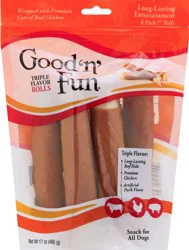 Good 'n' Fun Triple Flavor Rolls Wrapped With Premium Cuts Of Real Chicken - 6 pack