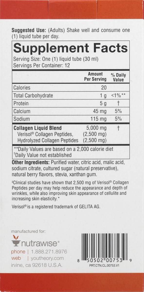 slide 5 of 9, Youtheory Collagen Liquid Packets (Natural Berry), 12 ct., 12 ct
