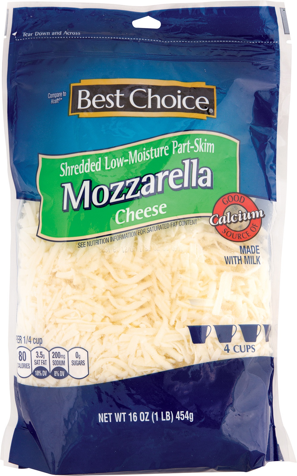 slide 1 of 1, Best Choice Natural Shredded Mozzarella Cheese, 16 oz