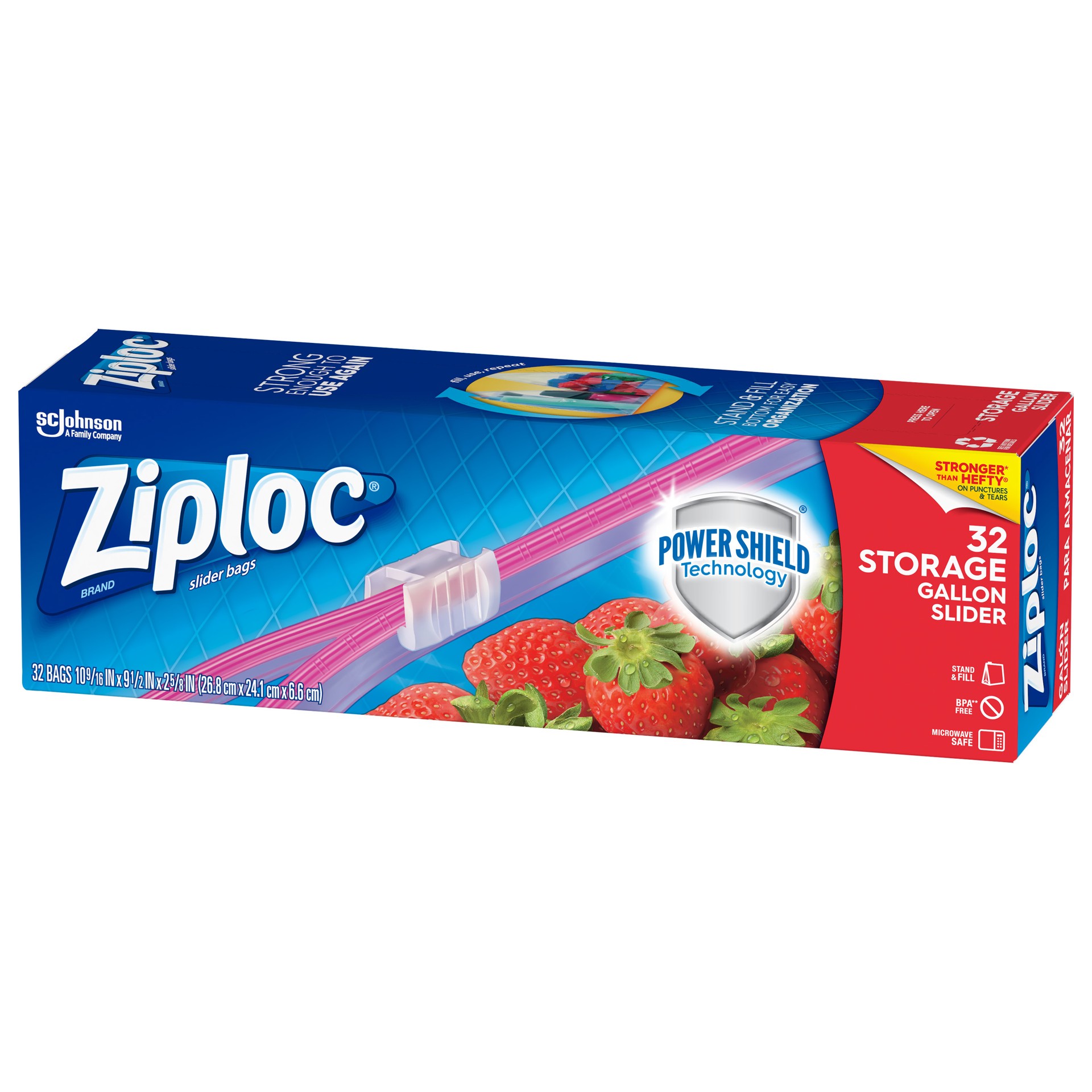slide 2 of 4, Ziploc Slider Storage Gallon Bags with Power Shield Technology, 32 Count, 32 ct