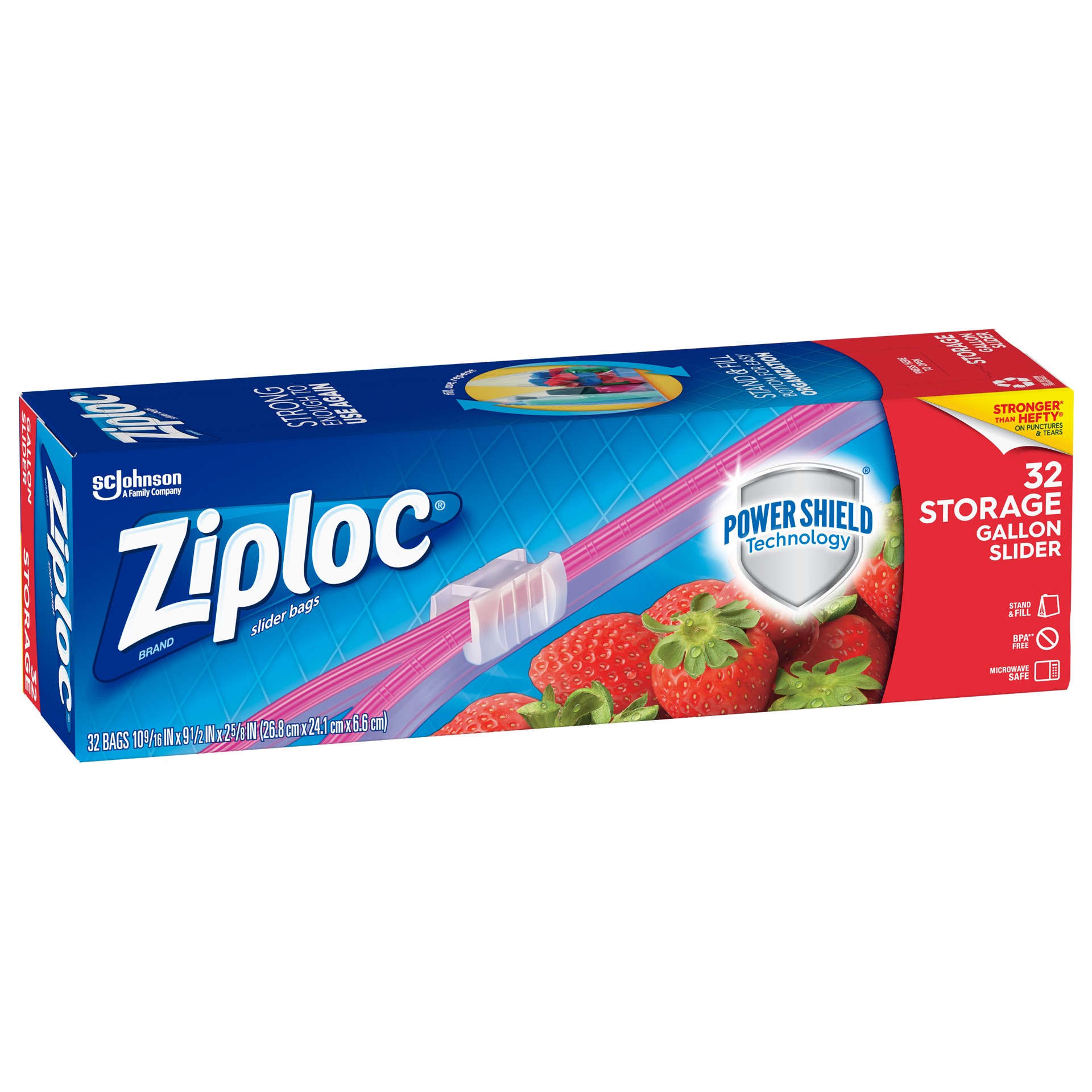slide 3 of 4, Ziploc Slider Storage Gallon Bags with Power Shield Technology, 32 Count, 32 ct