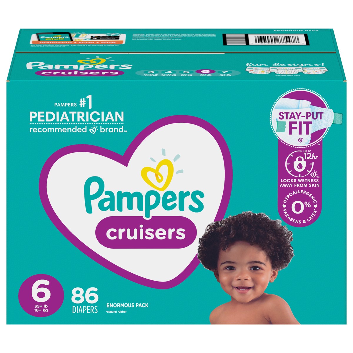 slide 1 of 2, Pampers Cruisers Diapers Enormous Pack - Size 6 - 86ct, 86 ct