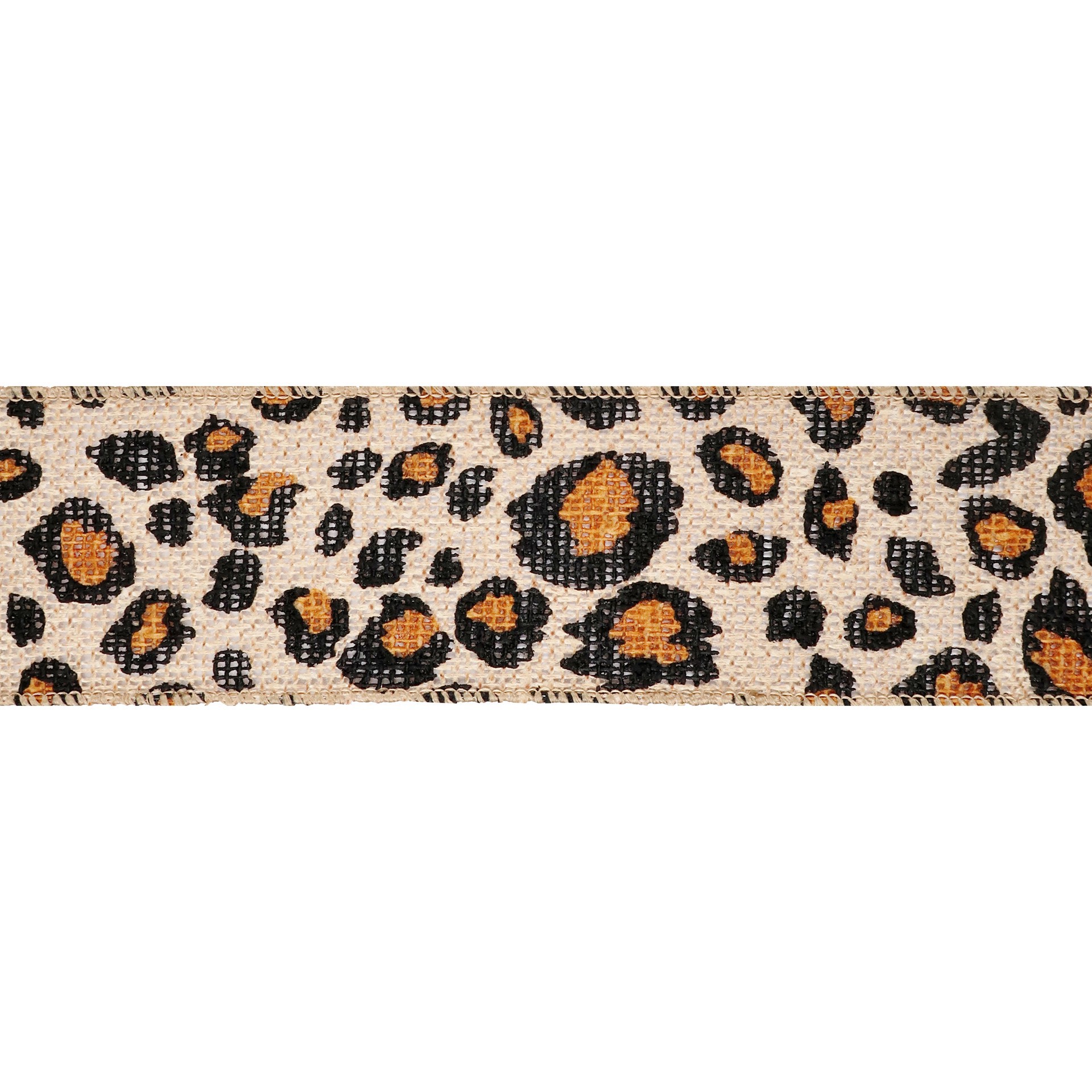 slide 3 of 4, 2.5'' X 3yd. Faux Burlap Wired Cheetah Ribbon By Celebrate It, 2.5 in x 3 yd