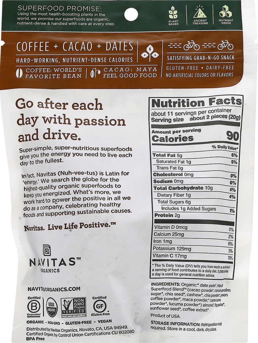 slide 3 of 13, Navitas Organic Coffee Cacao Power Snacks 8 oz, 8 oz