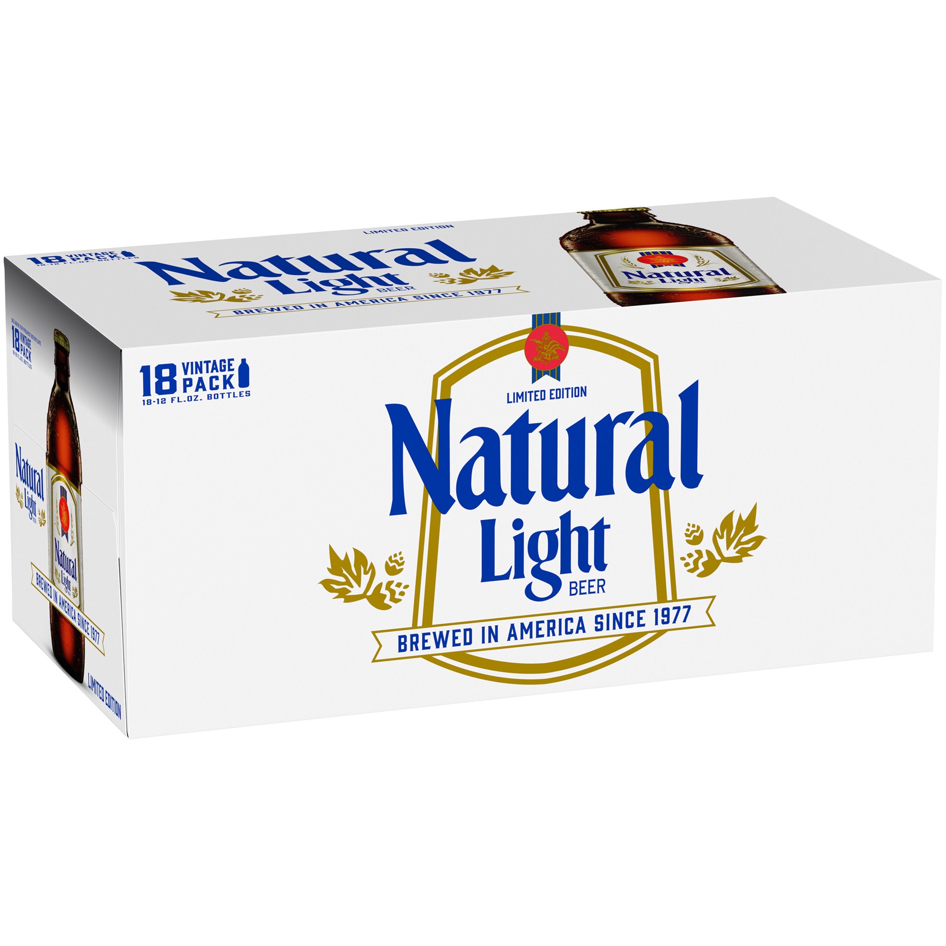 slide 1 of 6, Natural Light Beer, 18 Pack 12 fl oz Bottles, 216 fl oz