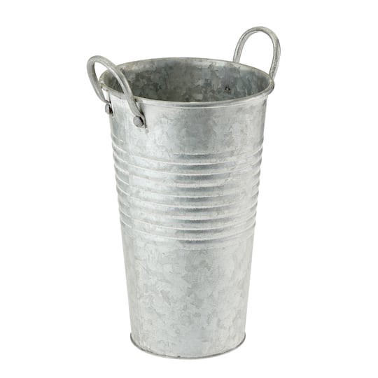 slide 1 of 2, 10" Whitewashed Galvanized French Bucket By Ashland, 6.5 in x 6.5 in x 10.43 in
