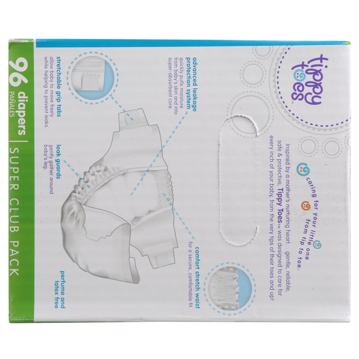 slide 6 of 8, Tippy Toes Diapers, Size 4 (22-37 lb), Fun Design, Super Club Pack, 96 ct