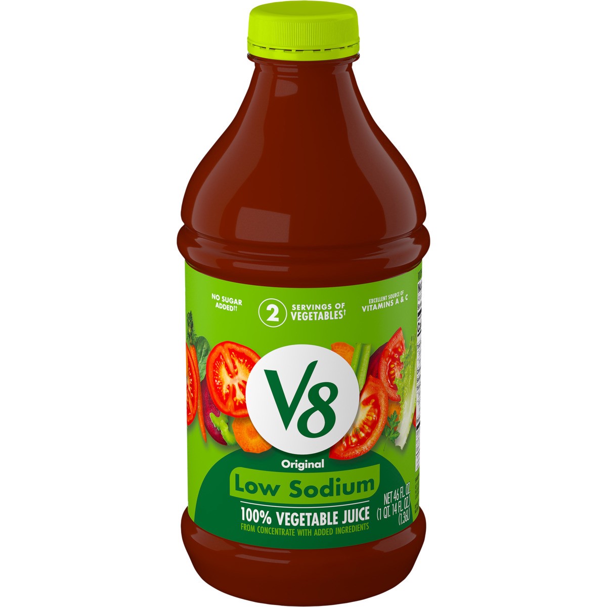 slide 1 of 5, V8 Low Sodium Original 100% Vegetable Juice, 46 fl oz Bottle, 46 oz