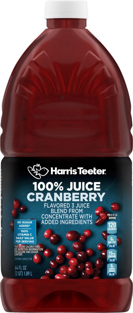 slide 3 of 4, Harris Teeter® 100% Cranberry Juice, 64 fl oz