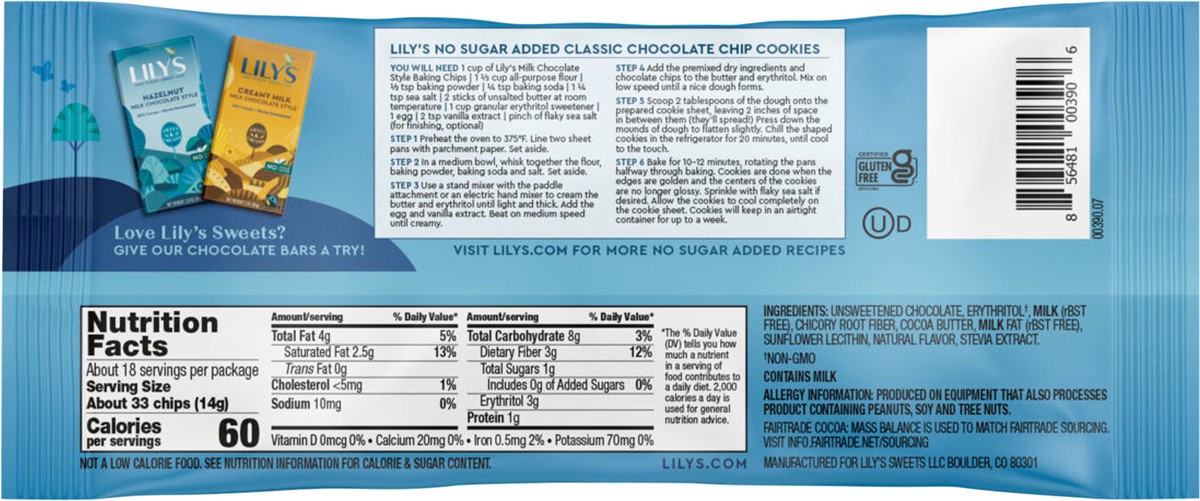 slide 2 of 3, Lily's Milk Style Chocolate Chips - 9oz, 9 oz