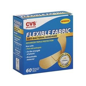 slide 1 of 1, CVS Pharmacy Flexible Fabric Anti-Bacterial Bandages, 60 ct