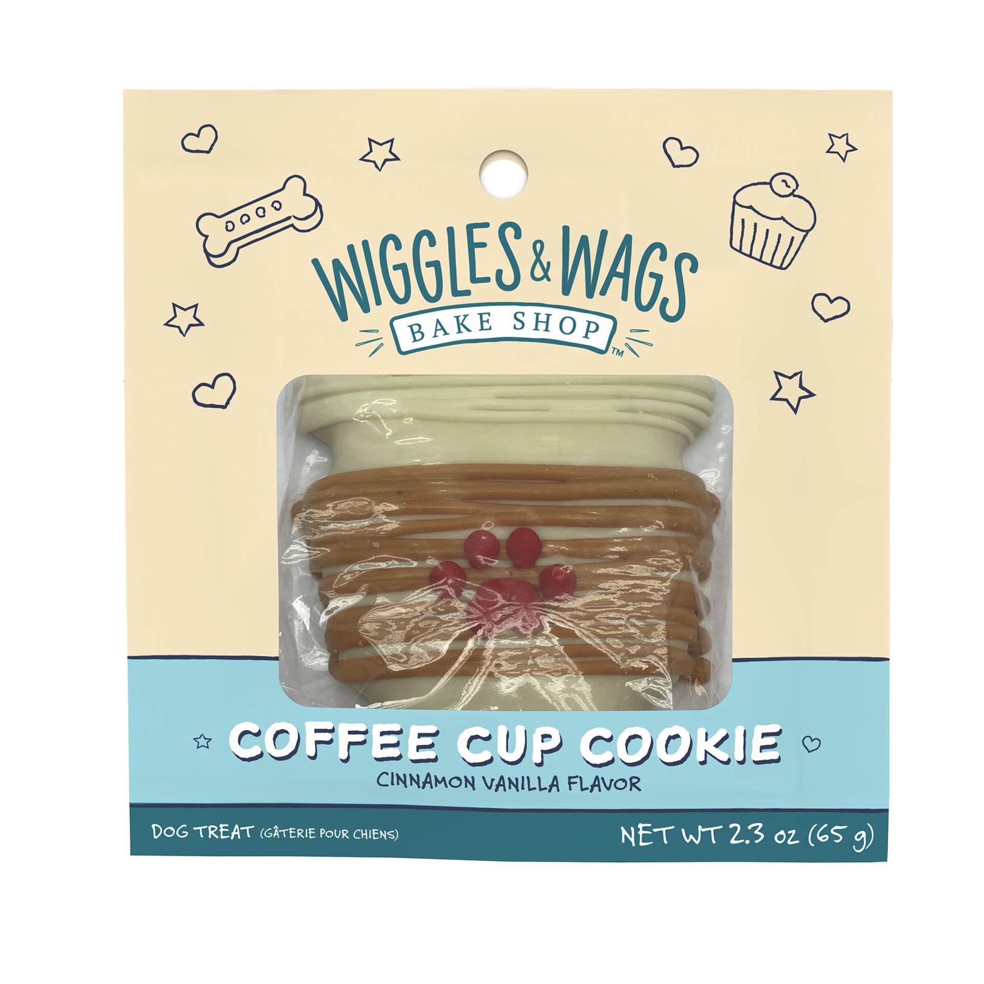 slide 1 of 1, Wiggles & Wags Bake Shop Coffee Cup Dog Cookie Treat - Cinnamon Vanilla, 1 Count, 1 ct
