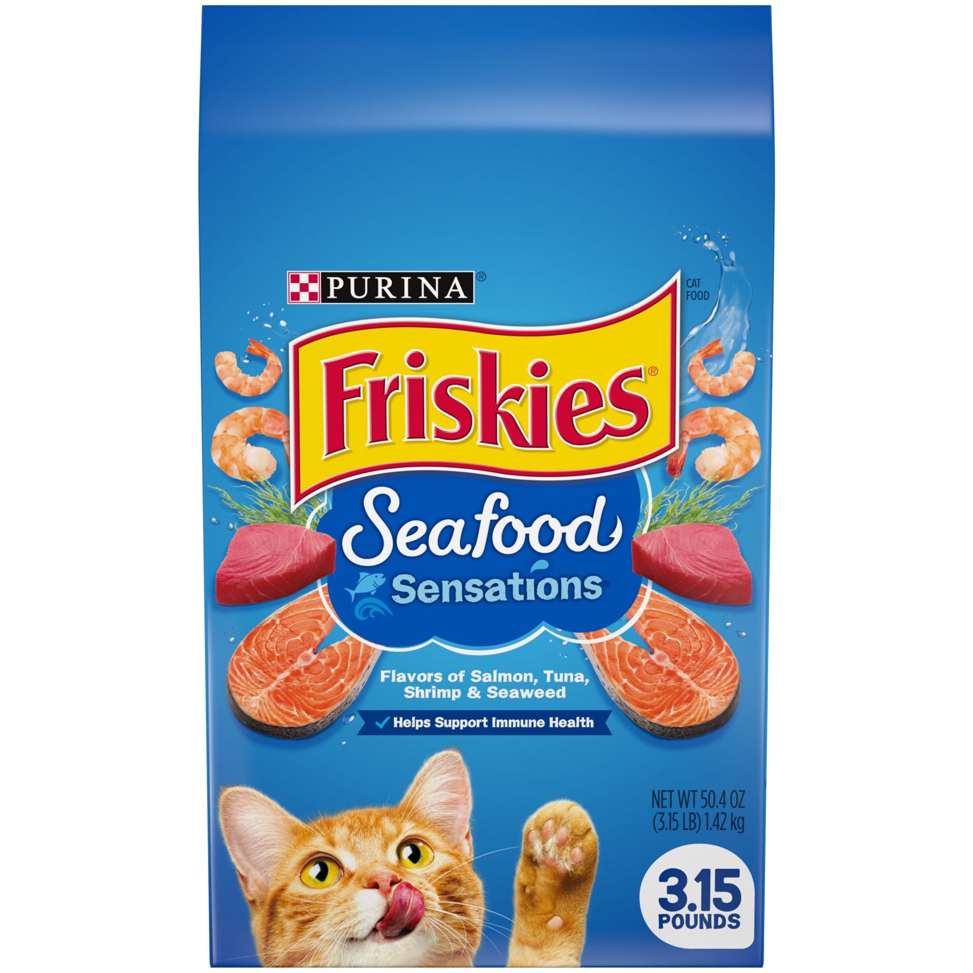 slide 1 of 9, Friskies Purina Friskies Dry Cat Food, Seafood Sensations, 3.15 lb