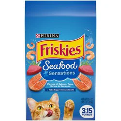 Purina Friskies Dry Cat Food Seafood Sensations With Salmon, Tuna, and Shrimp Flavors