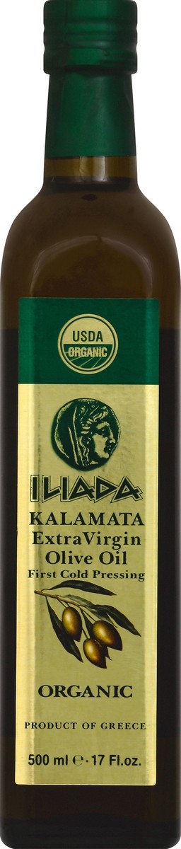 slide 2 of 2, Iliada Olive Oil, Organic, Extra Virgin, Kalamata, 17 oz