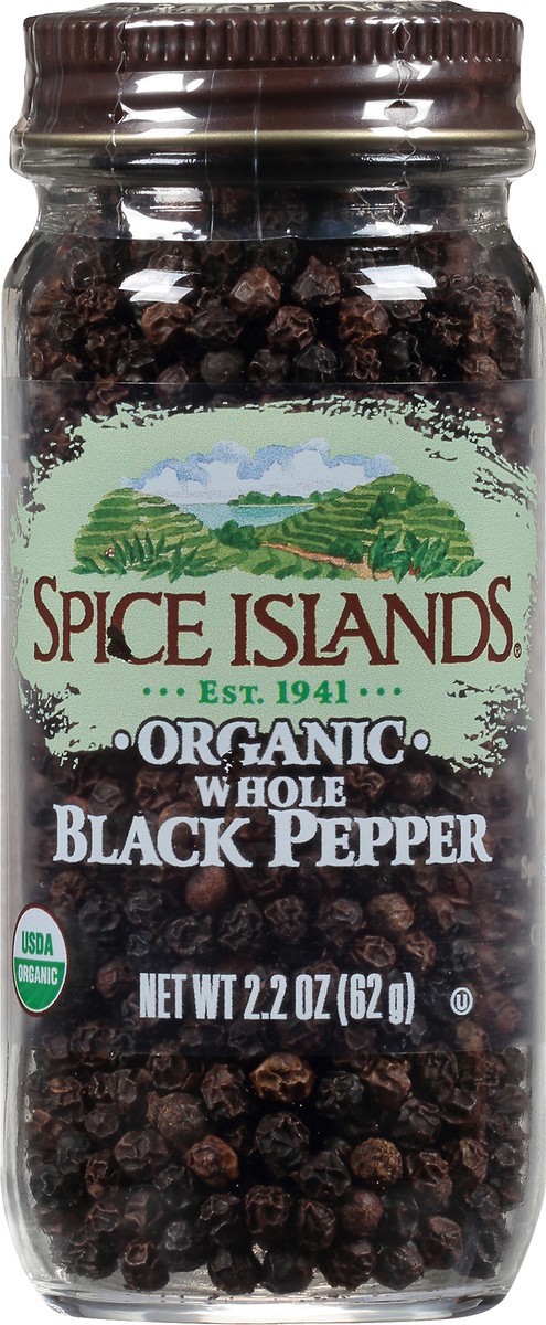 slide 4 of 7, Spice Islands Organic Whole Black Pepper 2.2 oz. Jar, 2.2 oz