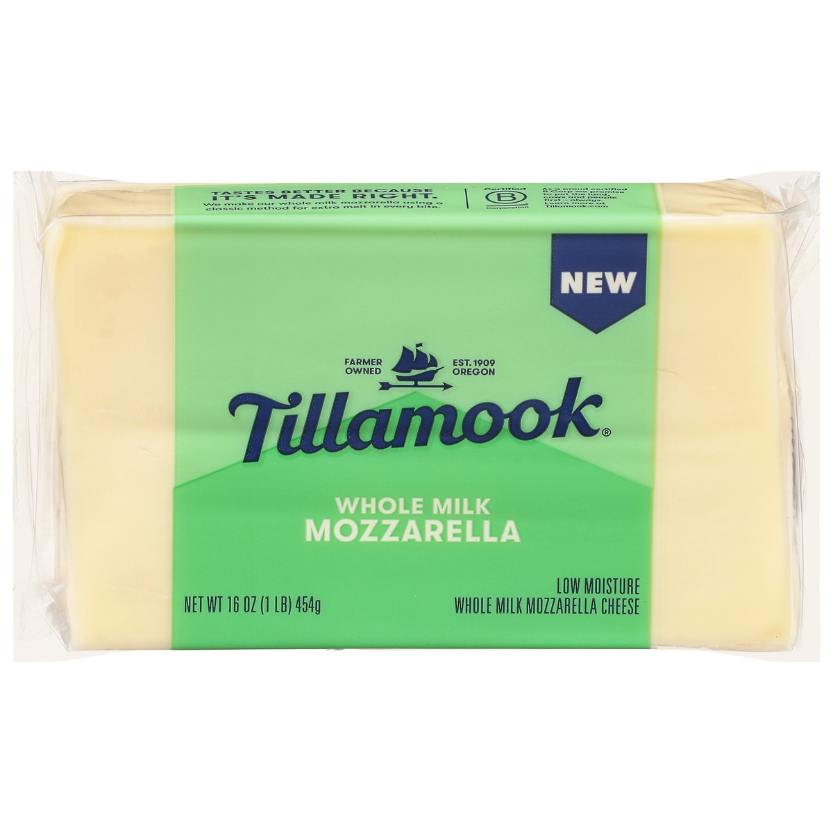 slide 1 of 13, Tillamook Whole Milk Mozzarella Cheese 16 oz, 16 oz